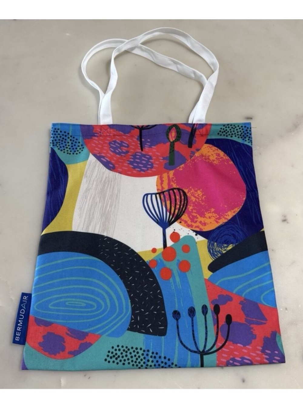 Bermuda Air Colorful Canvas Tote Bag Summer Beach Pink Blue Green Shopper Reuse